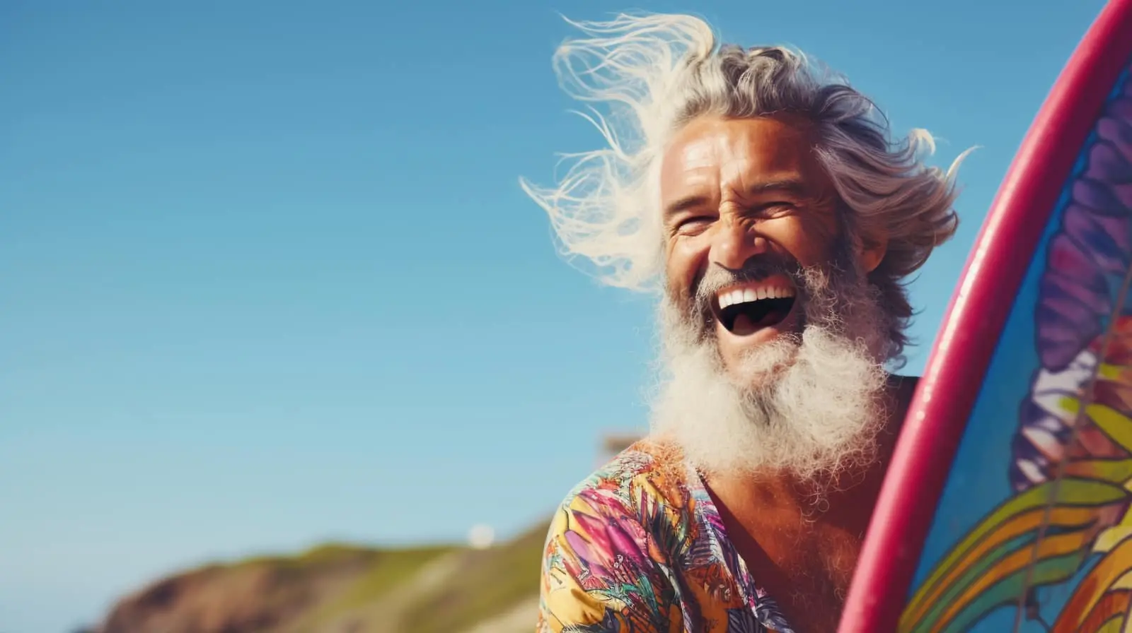 Smiling senior man enjoying life after replacing missing teeth with dental implants